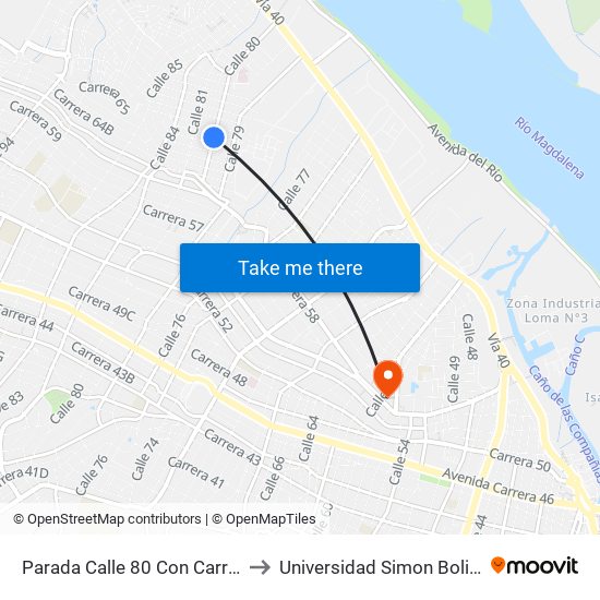 Parada Calle 80 Con Carrera 69 Esq. to Universidad Simon Bolivar Sede 1 map