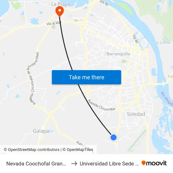 Nevada Coochofal Granabasto to Universidad Libre Sede Norte map