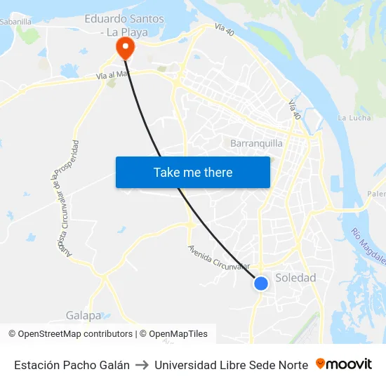 Estación Pacho Galán to Universidad Libre Sede Norte map