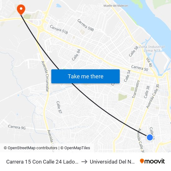 Carrera 15 Con Calle 24 Lado Sur to Universidad Del Norte map