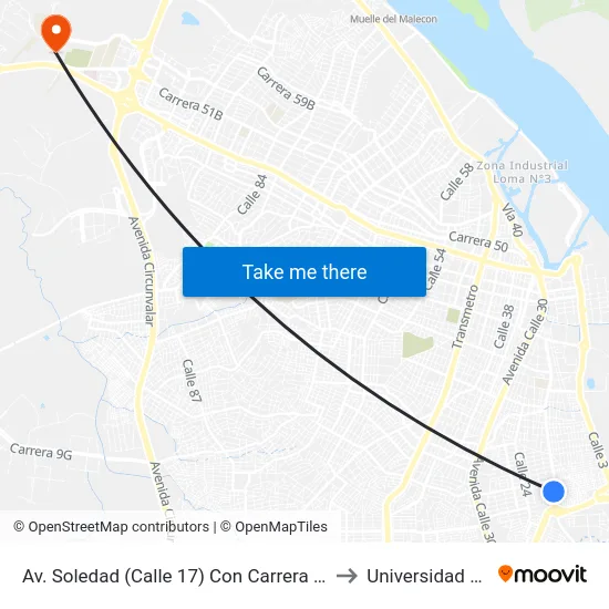 Av. Soledad (Calle 17) Con Carrera 12 Lado Occidental to Universidad Del Norte map