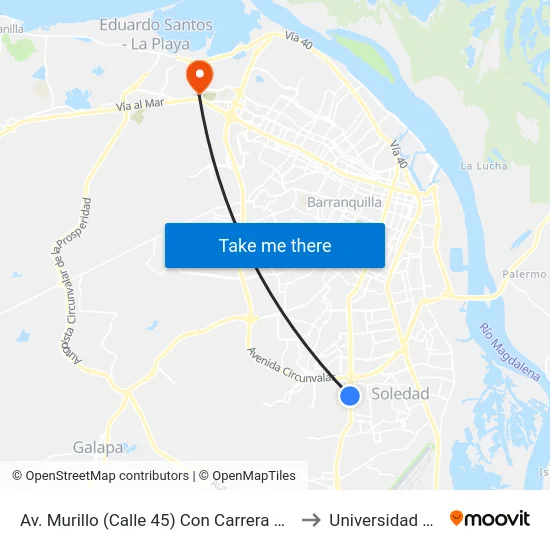 Av. Murillo (Calle 45) Con Carrera 18 Lado Occidental to Universidad Del Norte map