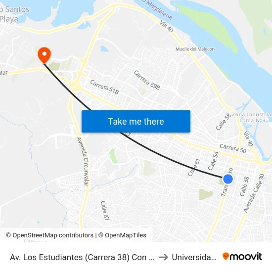 Av. Los Estudiantes (Carrera 38) Con Av. Murillo (Calle 45) Lado Sur to Universidad Del Norte map