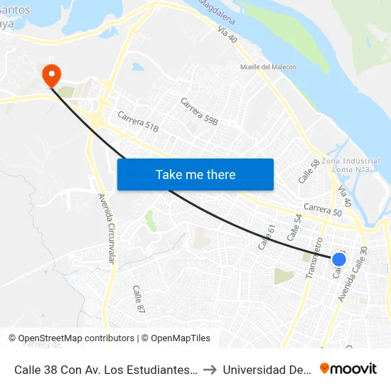 Calle 38 Con Av. Los Estudiantes Carrera 38 to Universidad Del Norte map