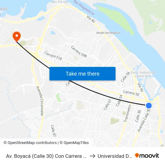 Av. Boyacá (Calle 30) Con Carrera 44 Lado Oriental to Universidad Del Norte map