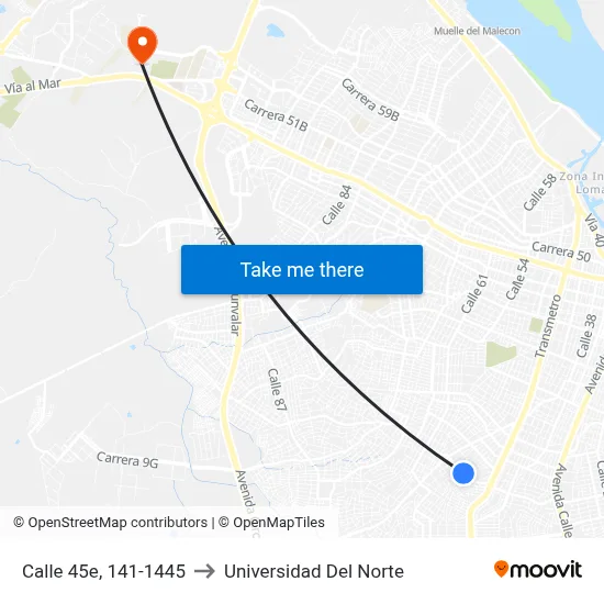 Calle 45e, 141-1445 to Universidad Del Norte map