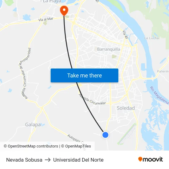 Nevada Sobusa to Universidad Del Norte map