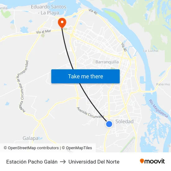 Estación Pacho Galán to Universidad Del Norte map