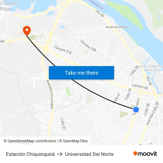 Estación Chiquinquirá to Universidad Del Norte map