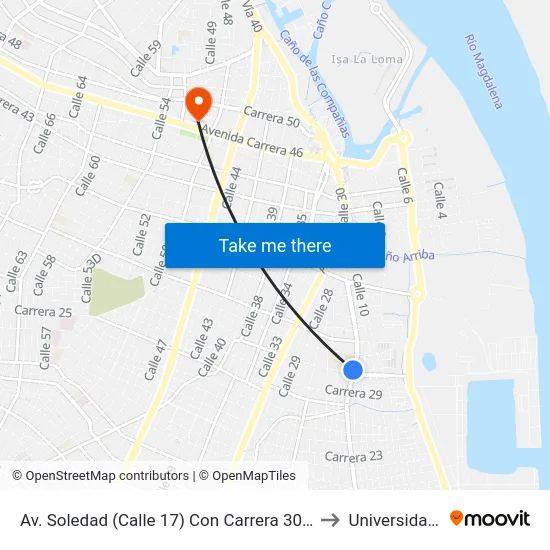 Av. Soledad (Calle 17) Con Carrera 30 Lado Occidental to Universidad Libre map