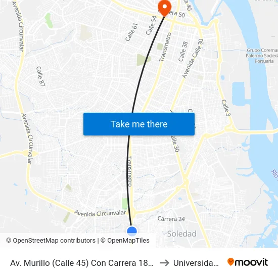 Av. Murillo (Calle 45) Con Carrera 18 Lado Oriental to Universidad Libre map
