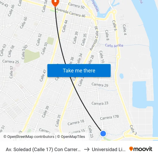 Av. Soledad (Calle 17) Con Carrera 11 to Universidad Libre map