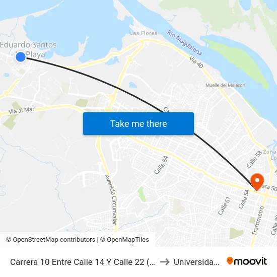Carrera 10 Entre Calle 14 Y Calle 22 (Vía A La Playa) to Universidad Libre map