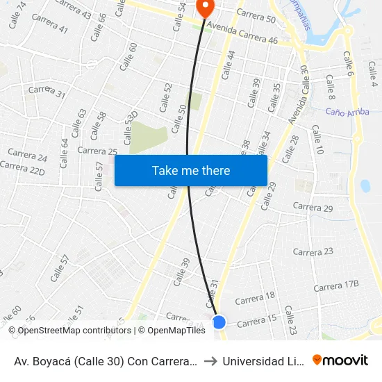 Av. Boyacá (Calle 30) Con Carrera 13c to Universidad Libre map