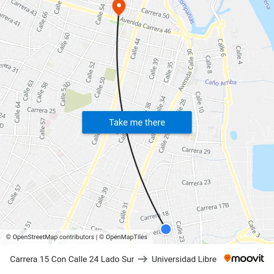 Carrera 15 Con Calle 24 Lado Sur to Universidad Libre map