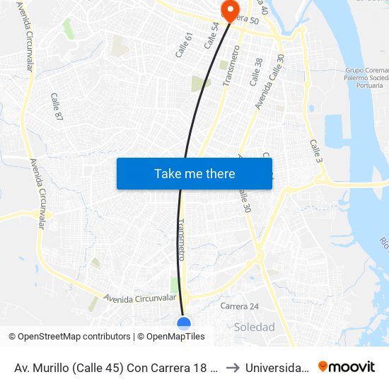 Av. Murillo (Calle 45) Con Carrera 18 Lado Occidental to Universidad Libre map