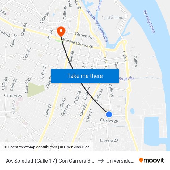 Av. Soledad (Calle 17) Con Carrera 30 Lado Oriental to Universidad Libre map