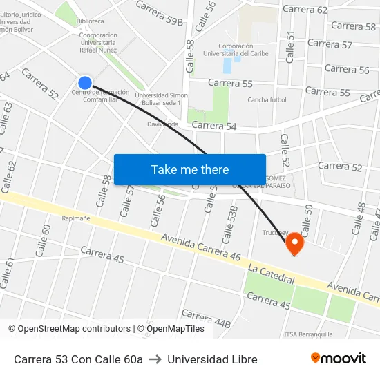 Carrera 53 Con Calle 60a to Universidad Libre map