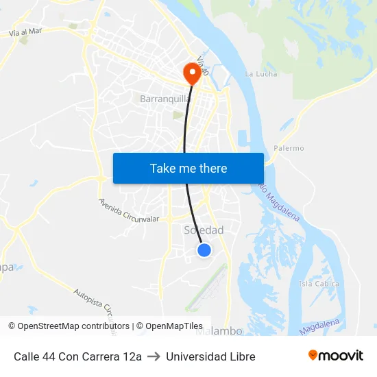 Calle 44 Con Carrera 12a to Universidad Libre map