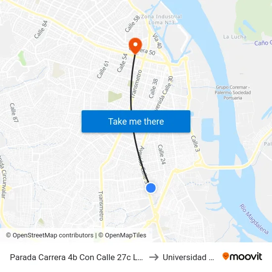 Parada Carrera 4b Con Calle 27c Lado Sur to Universidad Libre map