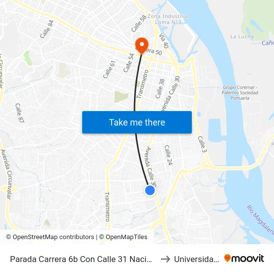 Parada Carrera 6b Con Calle 31 Nacional De Colchones to Universidad Libre map