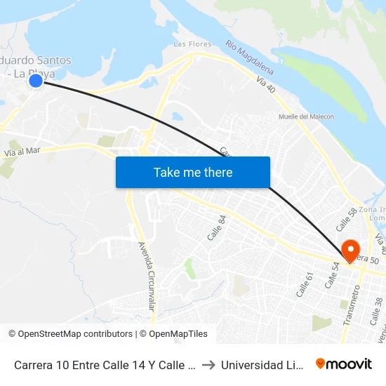 Carrera 10 Entre Calle 14 Y Calle 17 to Universidad Libre map