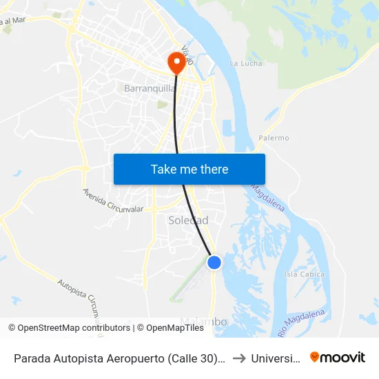 Parada Autopista Aeropuerto (Calle 30) Acceso Hangar Lado Oriental to Universidad Libre map