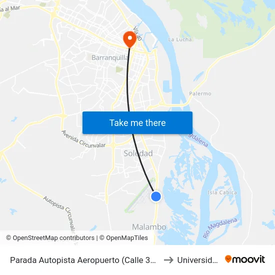 Parada Autopista Aeropuerto (Calle 30) Entrada Aeropuerto to Universidad Libre map