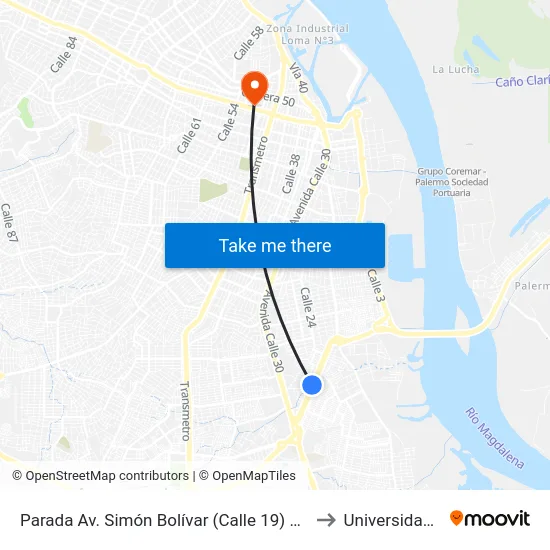 Parada Av. Simón Bolívar (Calle 19) Con Carrera 4a to Universidad Libre map