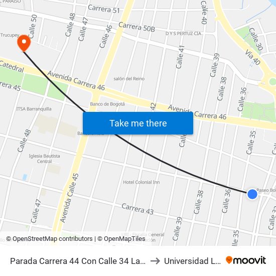 Parada Carrera 44 Con Calle 34 Lado Sur to Universidad Libre map