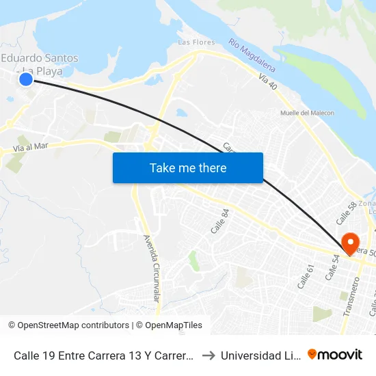 Calle 19 Entre Carrera 13 Y Carrera 17c to Universidad Libre map