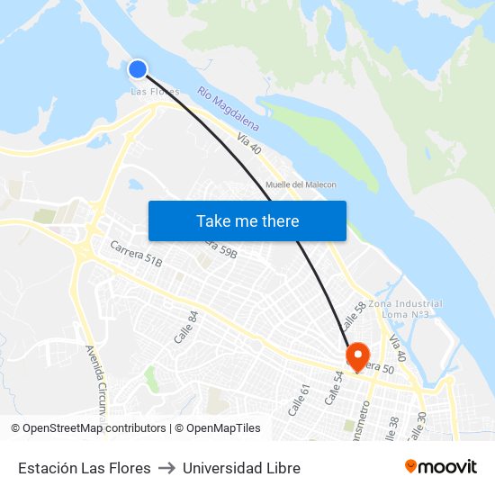 Estación Las Flores to Universidad Libre map
