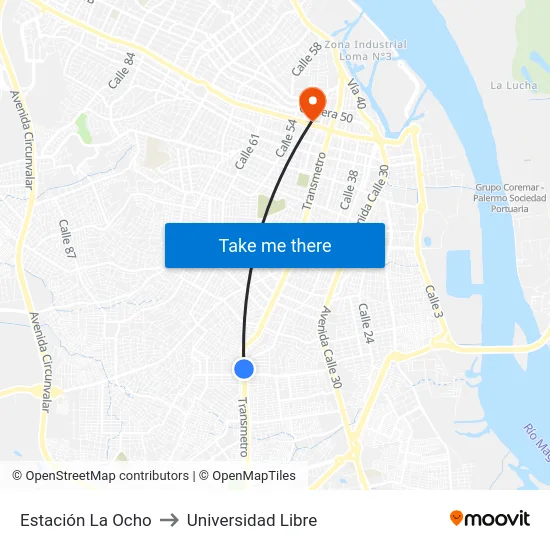Estación La Ocho to Universidad Libre map