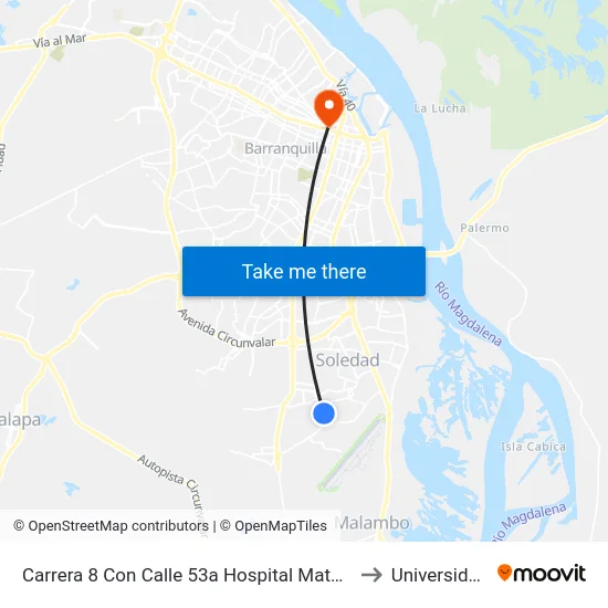 Carrera 8 Con Calle 53a Hospital Materno Infantil Lado Sur to Universidad Libre map