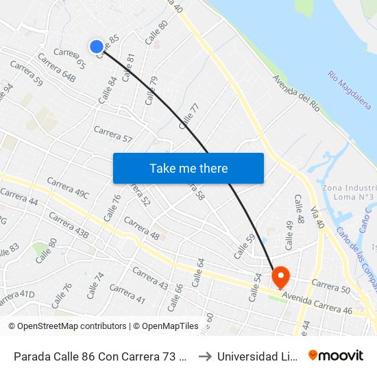 Parada Calle 86 Con Carrera 73 Esq. to Universidad Libre map