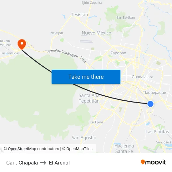 Carr. Chapala to El Arenal map