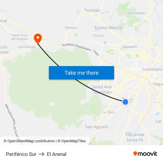 Periférico Sur to El Arenal map