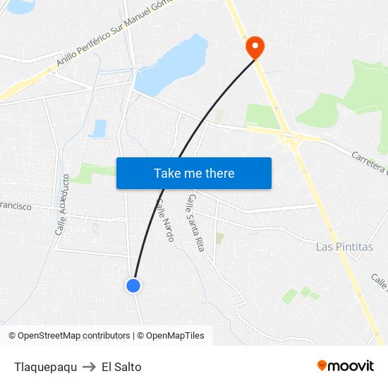 Tlaquepaqu to El Salto map