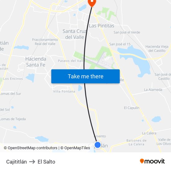 Cajititlán to El Salto map