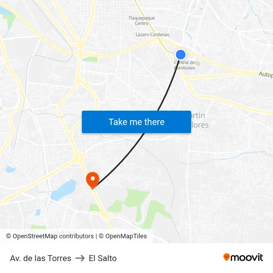 Av. de las Torres to El Salto map