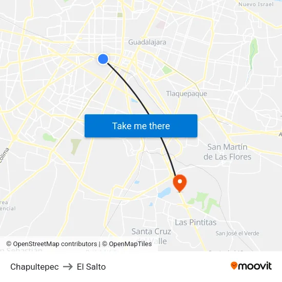Chapultepec to El Salto map