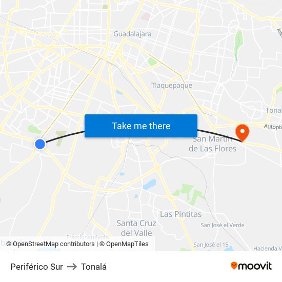 Periférico Sur to Tonalá map