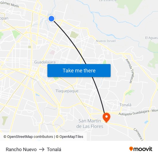 Rancho Nuevo to Tonalá map