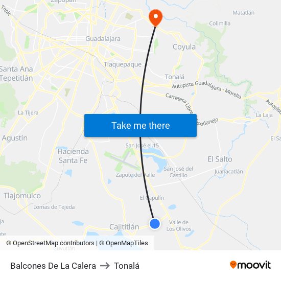 Balcones De La Calera to Tonalá map