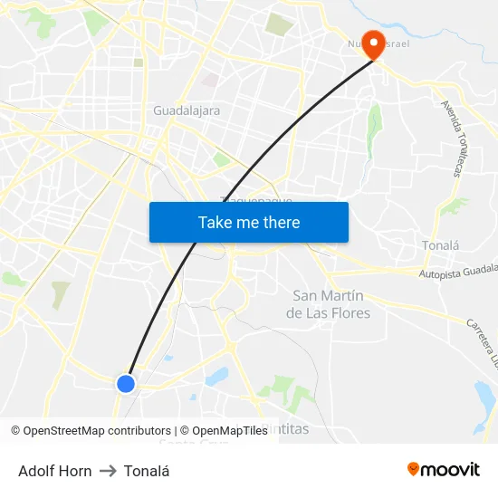 Adolf Horn to Tonalá map