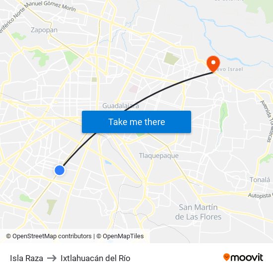 Isla Raza to Ixtlahuacán del Río map