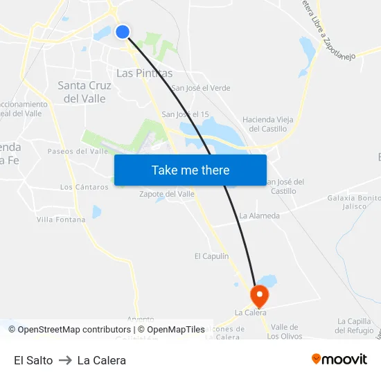 El Salto to La Calera map