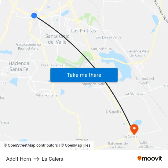 Adolf Horn to La Calera map
