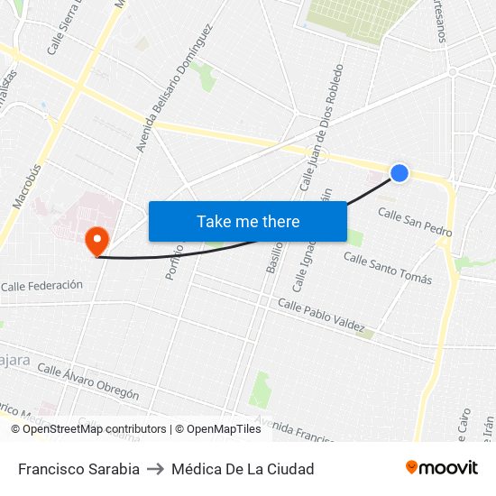 Francisco Sarabia to Médica De La Ciudad map