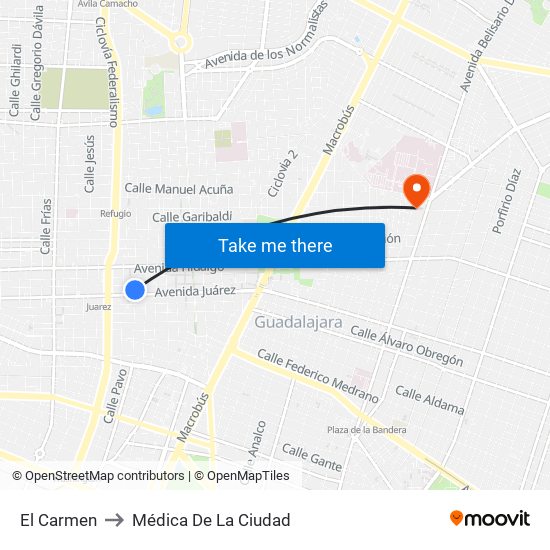 El Carmen to Médica De La Ciudad map